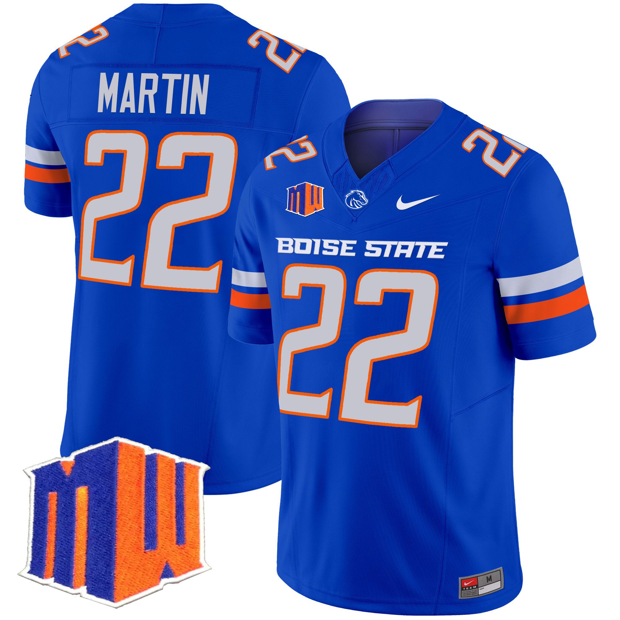 Men Boise State Broncos #22 Martin Blue Nike 2024 Vapor Limited NCAA Jersey style 1